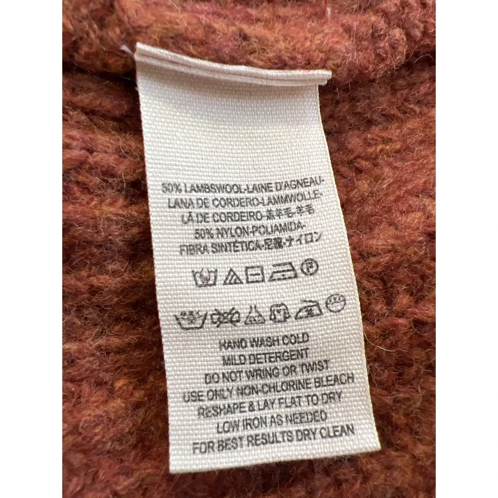 Free People Earthy Lambswool Sweater Vest L Rust Turtleneck Split Back Autumn